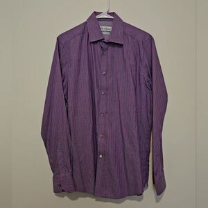 Robert Graham Tailored Fit Pink And Purple Striped Mens Button Down